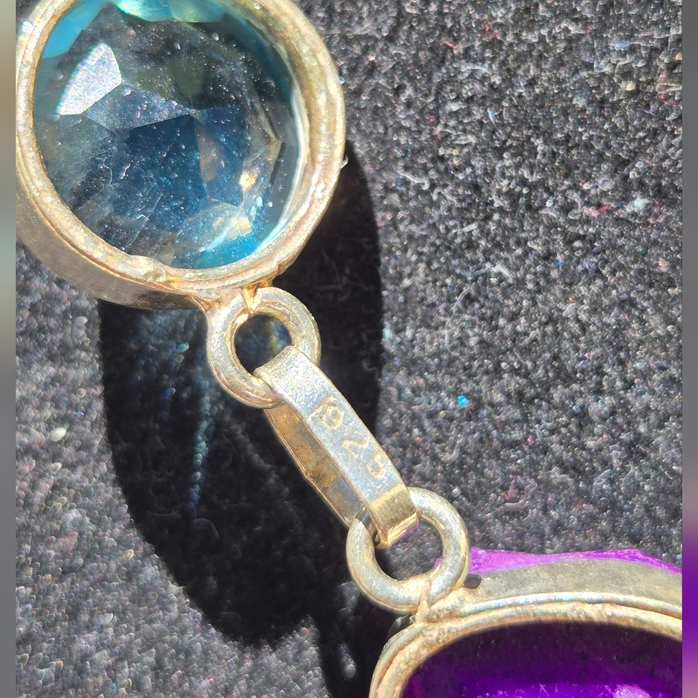 Amethyst Drutzy Topaz & Tanzanite Crystal Gemstone Sterling Necklace 18" - Picture 8 of 9